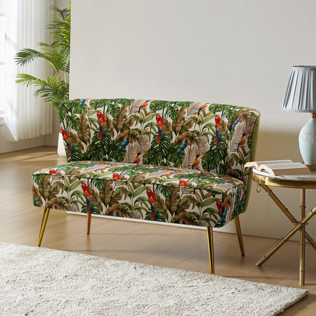 Millersburg Country Upholstered 2 Seat Sofa with Channel Tufted Back