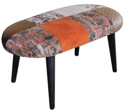 Patchwork Polyester Blend Upholstered Bench