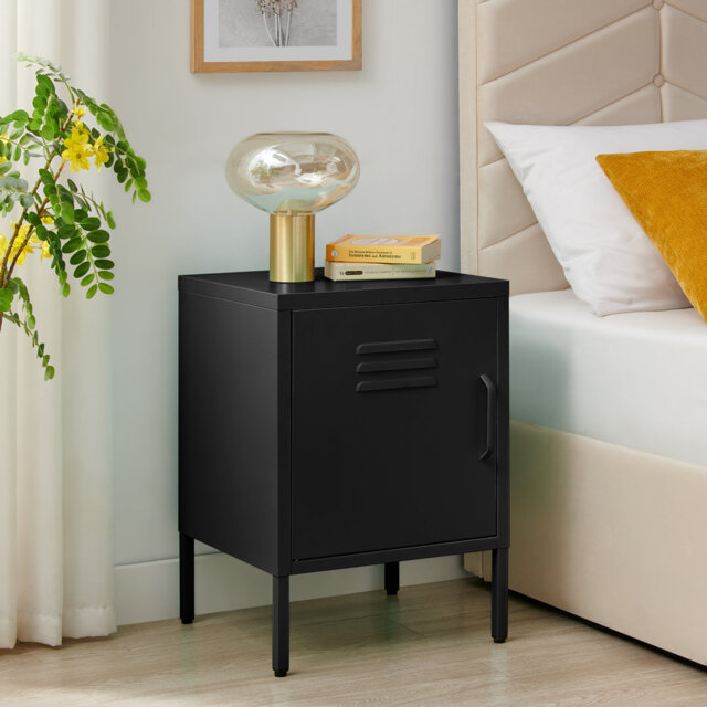 Anouck Metal Single Door Locker Style Bedside Table - Modern Industrial Style