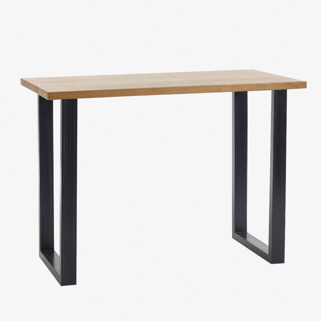 Armor Oak Solid Wood Top Metal Base Dining Table