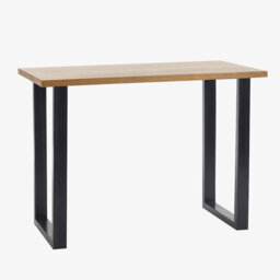 Armor Oak Solid Wood Top Metal Base Dining Table