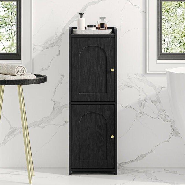 Bathroom Storage Cabinet, Slim Bathroom Floor Cabinets with Door and Adjustable Shelf, Freestanding Storage Unit, Narrow Toilet Paper Cabinet for Smal