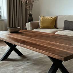 Solid Walnut Coffee Table - Chunky X Legs