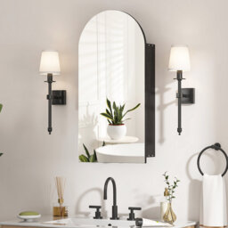 Aishwarya Arched Mirror Cabinet with 3 Shelves, 40W x 80 Hcm Wall Mounted Medicine Cabinet