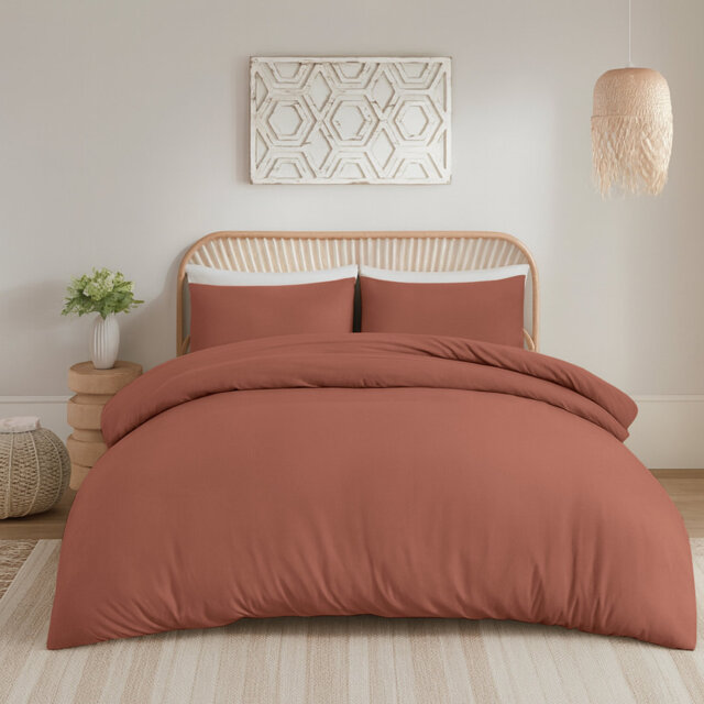 Aspire Homeware Hotel Quality 3 Piece Dyed Duvet Bedding Set with Pillowcases for Soft and Elegant Sleep