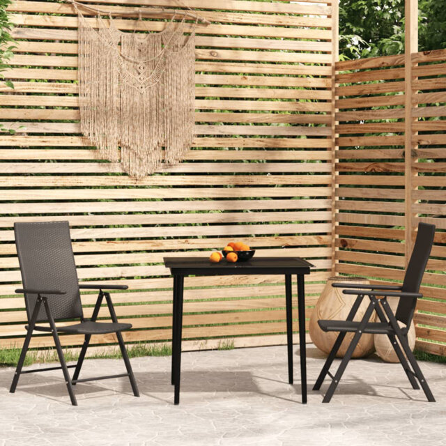 Ebern Designs 3 Piece Garden Dining Set Black
