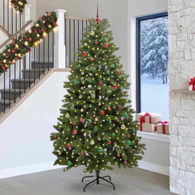 Artificial Christmas Tree with Stand Green PVC and Metal