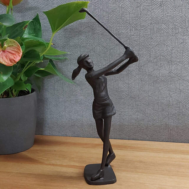 GOLFER LADY Iron Figurine 29cm