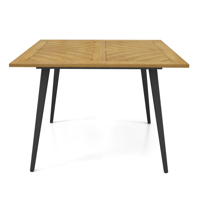 Outdoor Square Dining Table Acacia Wood Patio Bistro Table W/ Umbrella Hole 107 X 107Cm
