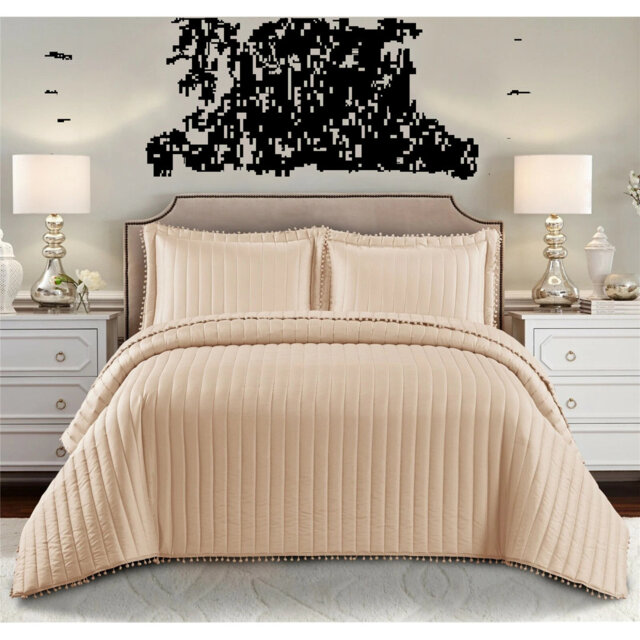 Microfiber Solid Colour Bedspread with Pillow Shams Included
