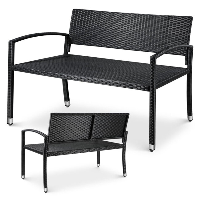 Rattan Garden Bench, Polyrattan Bench, 2 Seater Garden Bench, Balcony Bench, 320 Kg Load Capacity, 122 X 60 X 85 Cm, Cozy Garden Furniture Bench, Park