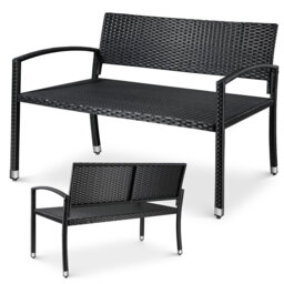 Rattan Garden Bench, Polyrattan Bench, 2 Seater Garden Bench, Balcony Bench, 320 Kg Load Capacity, 122 X 60 X 85 Cm, Cozy Garden Furniture Bench, Park