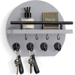 Manufactured Wood Wall Organizer with Key Hooks