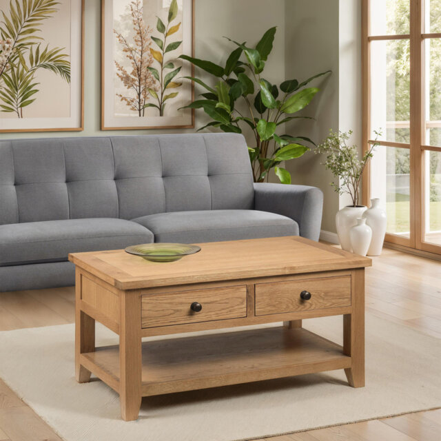 Nutmeg Solid Wood Four Leg Coffee Table with Storage