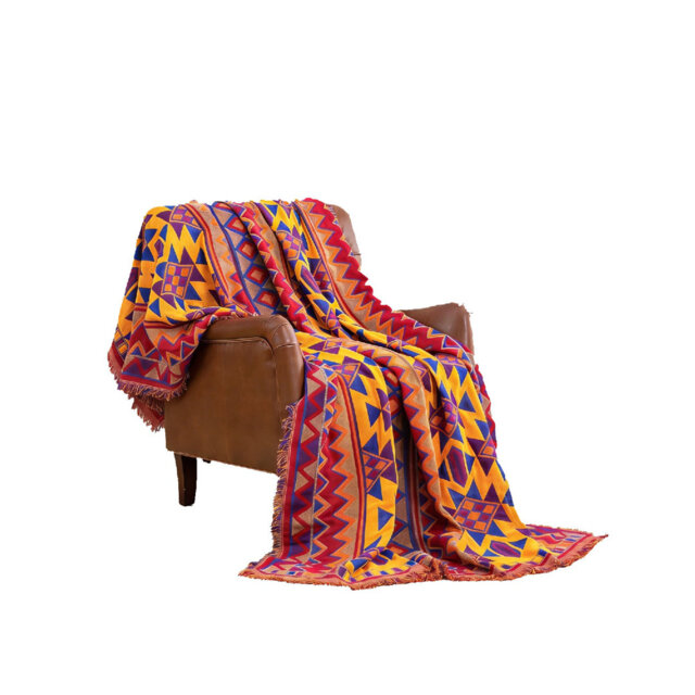 Bohemian Large Sofa Throw Blanket with Tassels, Cotton Knitted Reversible Sofa Throw 130Ã180cm