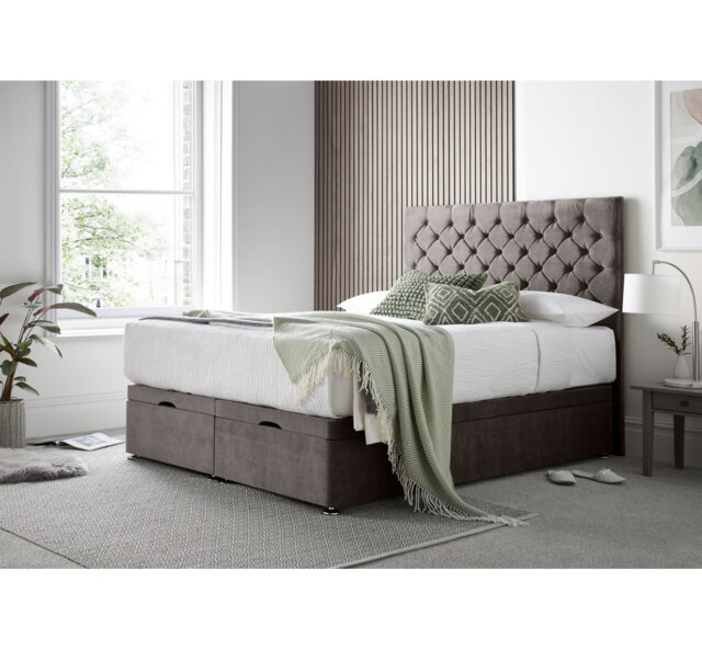 Florida Naple Ottoman Storage Bed with Floor Standing Headboard