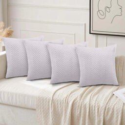 Luxury Chevron Embossed Quilted Pattern Velvet Cushion Cover Set (4-Pack) - Soft Throw Cushion Cover for Home Décor
