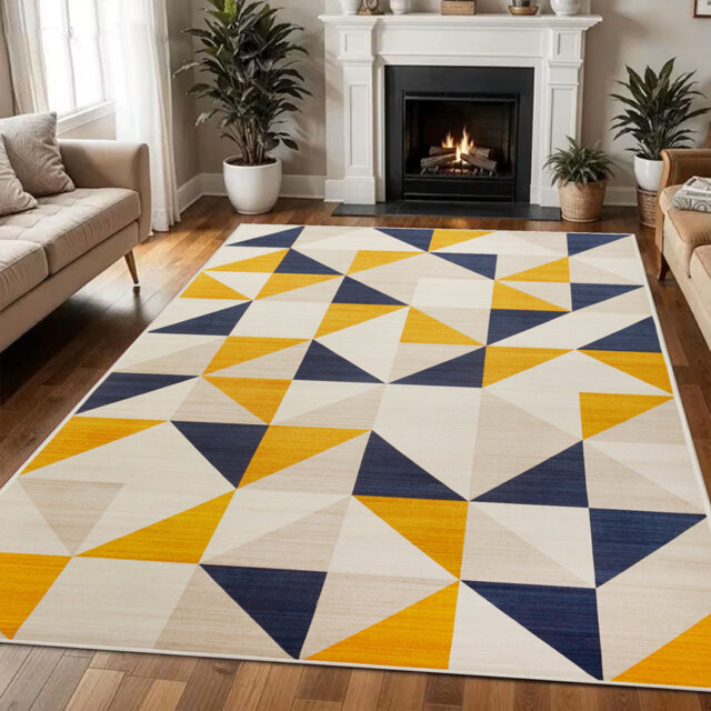 Contemporary Printed Rug High Low Pile Soft Area Carpet