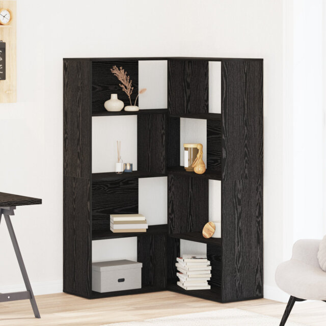 Corner Bookcase Tier Corner Bookshelf Storage Cabinet Engineered Wood