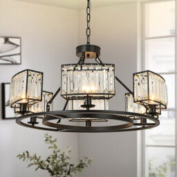 Vallonia 6 Light Dimmable Wagon Wheel Chandelier