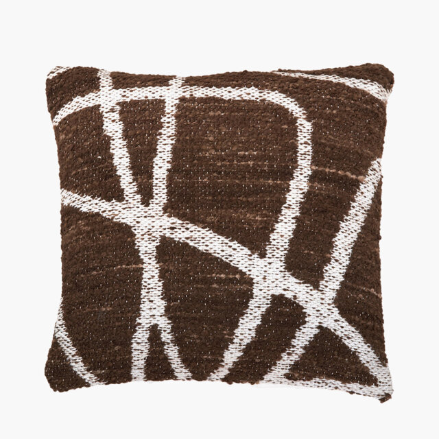 Swirl Brown Indoor / Outdoor Abstract Square Cushion