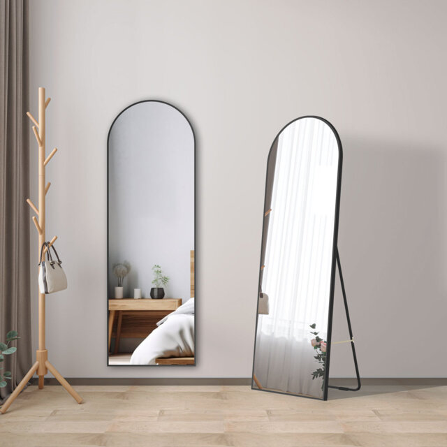 Abniel Aluminium Framed Freestanding Full Length Mirror in Black