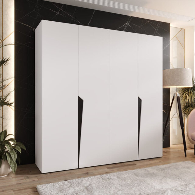 Piano I Hinged Door Wardrobe 200cm - Contemporary Wardrobe with Dual Rails and Shelves