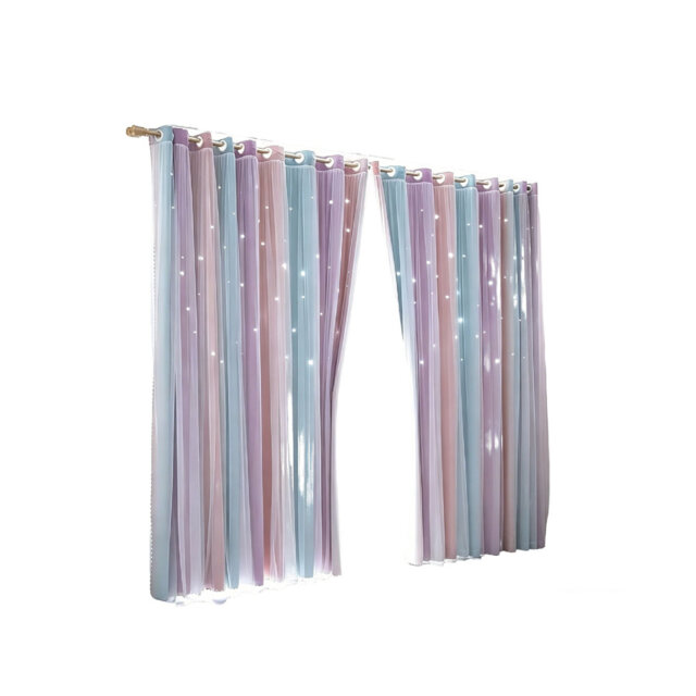 Pink Purple Star Blackout Curtains 84 Inch Length 2 Panels Thick Grommets Light Filtering Top Star 52W x 84L inch