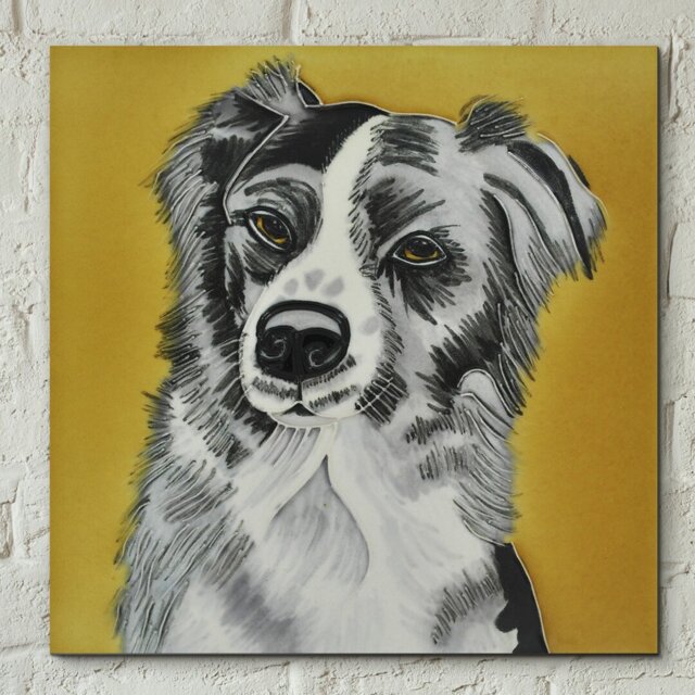 Hand Painted Collie Sheep Dog Portrait Dog Wall Décor Tile