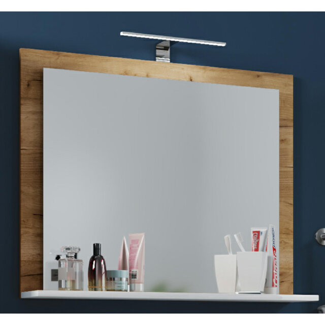 Elverda Wood Flat Wall Mirror with Shelves