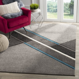 Parkes Graphic Power Loom Grey/Teal Rug