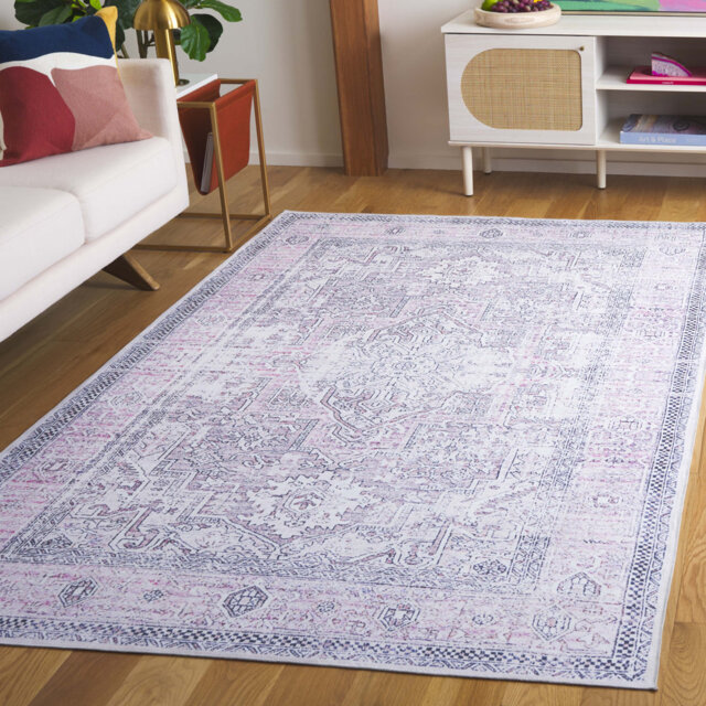 Arizona Nabil Machine Washable Non-Slip Area Rug in Pink & Purple