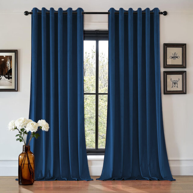 Aspire Homeware 100% Velvet Eyelet Room Darkening Curtains Pair for Soft and Elegant Window Look