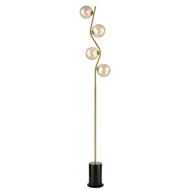 Floor Lamp antique gold with opal glass
