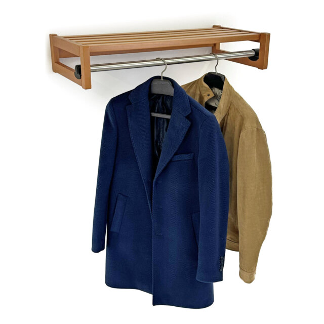 Beech Wood, Stainless Steel Wall Mounted Required 1 - Hook Wall Mounted Coat Rack