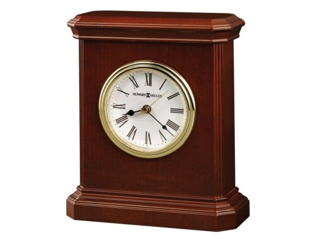 Traditional Roman Numeral Quartz Movement / Crystal Tabletop Clock in Windsor Cherry