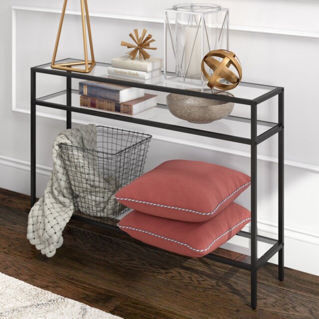 Siviline 106.7 cm W Glass Top Console Table