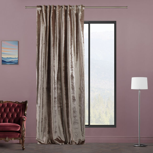 Blackout Thermal with Liner Extra Long & Extra Wide Shiny Velvet Decorative Curtain Panel