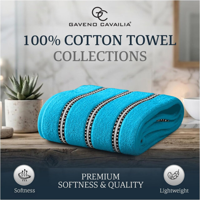 Luxury Cotton Striped Bathroom Towels, Super Soft , Highly Absorbent & Quick Dry – Includes Hand Towels & Bath Sheets