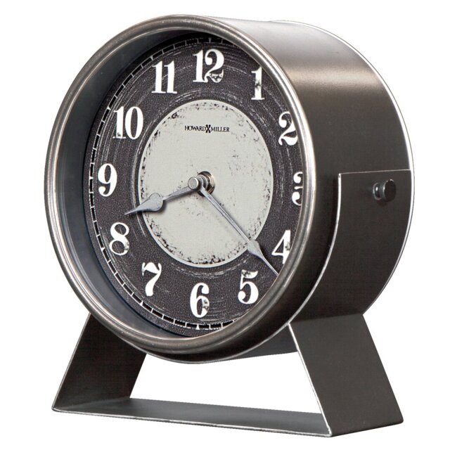 Seever Analogue Metal Quartz Movement / Crystal Tabletop Clock in Grey
