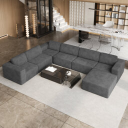 Modular Oversized 404Cm 6-Seater Left-Facing L-Shaped Corduroy Sofa, No Assembly Required