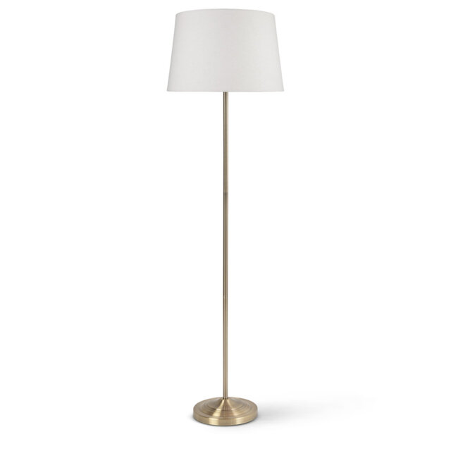 STOCKHOLM ANTIQUE BRASS  FLOOR LAMP CW 45CM IVORY LINEN SHADE