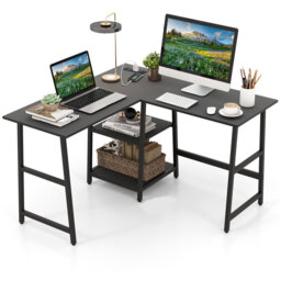 Amardev L-Shaped Metal Base Computer Desk