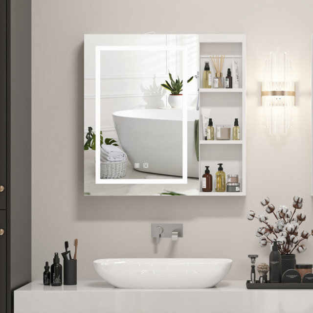 Ayyat Ayyash 40x66cm Wall-Mounted LED Mirror Cabinet with 3-Tier Storage