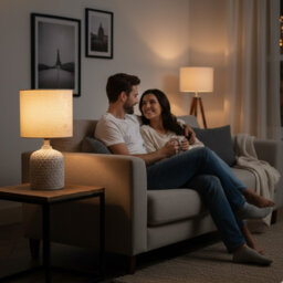 Elegant Hand-Finished Peterstown Ceramic Table Lamp – Stylish Cement Base, Inline Switch & Safe Double-Insulated Design for Home Decor