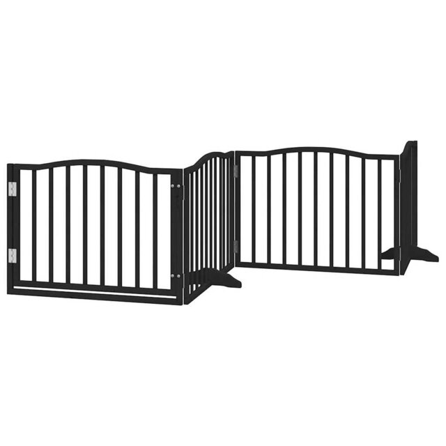 Archie & Oscar Dog Gate With Door Foldable 4 Panels Brown Oak 320 Cm Poplar Wood