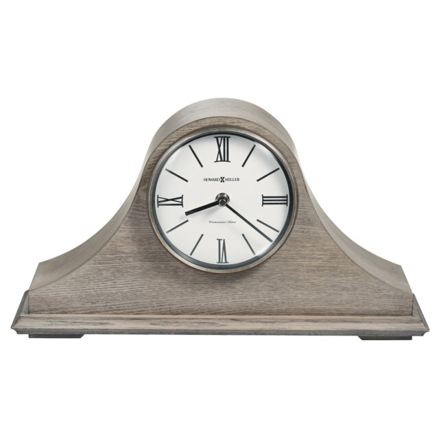 Roman Numeral Ash Solid Wood Quartz Movement / Crystal Tabletop Clock in Seaside Grey