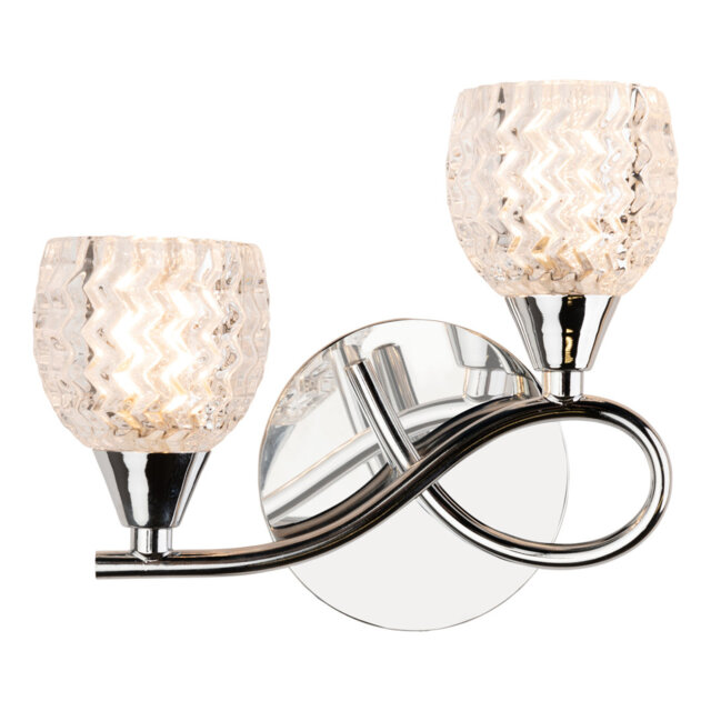 Burroughs 2-Light Dimmable Cut Glass Chrome Flush Mounted Sconce Wall Light