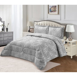 Gina Polyester Damask Bedspread with Pillow Shams Included