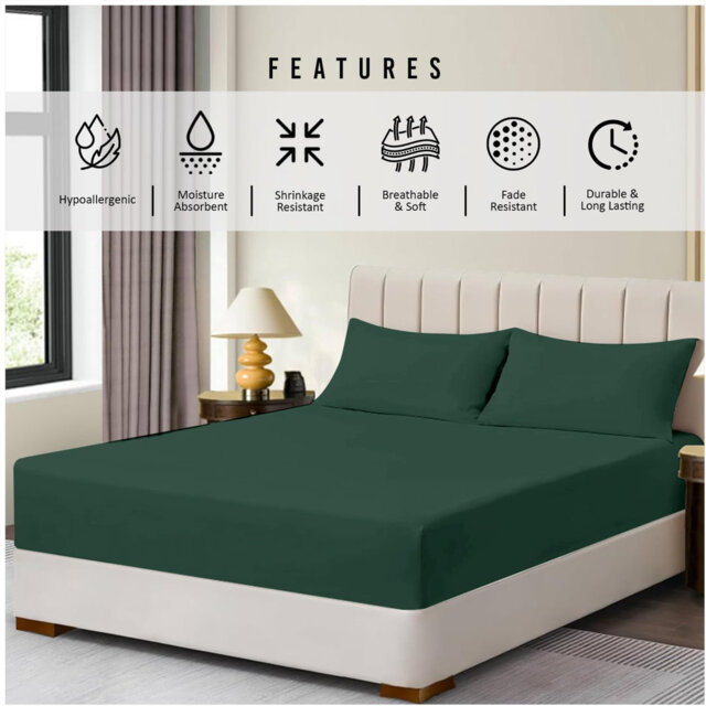 Super Dreamer Pack of 6 Fitted Bed Sheets Solid Colour Polyester Soft Touch Bedding Machine Washable UK Sizes